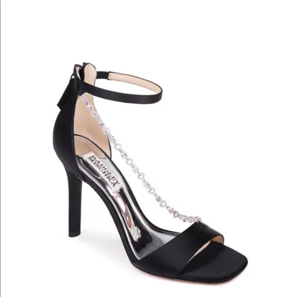 badgley mischka black satin shoes